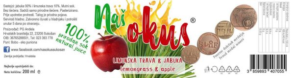 Limunska Trava - Jabuka Sok 200ml Naš Okus