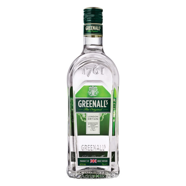 Adria-Klik Superbrza Dostava Zagreb  Original British Gin Grenall's   Greenall's je proizveden mješavinom 8 biljaka, kao što su: smreka, sjeme korijandera, angelica, perunika, badem, cimet, limunova kora, te korijen sladića , koji su pažljivo odabrani od proizvođača širom svijeta.  Greenall's je izvorni London Dry Gin koji se destilira po istom receptu više od 250 godina.