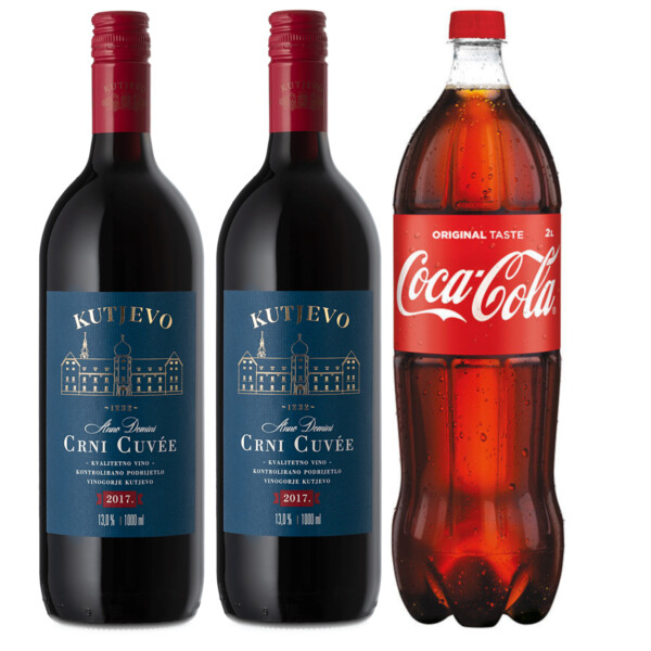 Kutjevo Crni Cuvee 1L X2 + Coca-Cola 2l Akcija! Adria Klik Najbrža dostava Namirnica, Vina, Craft piva, Delicije, Poklon paketi, brza dostava
