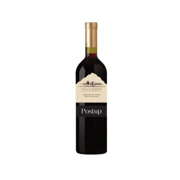 Vrhunsko vino Postup sorte Plavac mali  Svoj bogat okus duguje strmim padinama Postup - Pelješac 0,75l Palihnić Pelješki Vinogradar Postup Plavac mali je Vrhunsko crno suho vino proizvedeno od grožđa autohtone sorte Plavac mali Dokazano uz Dingač  najbolji položaj za uzgoj sorte Plavac mali, Postup - Pelješac Prepoznatljiv okus koji samo Postup Pelješac može ponuditi Pažljiva prerada i njega u hrastovim barrique bačvama Vino koje odlično prezentira svu raskoš sorte plavac mali Višestruki dobitnik šampionskih nagrada na Sabatini Karakteriziraju ga srednje izračeni tanini, puno tijelo i arome suhog bobičastog voća. Preporučamo dekantirati prije konzumacije Plavac mali autohtona sorta "roditelja"  Zinfandel/ Prmitivo / Crljenak / Kaštelanski Crljenak / Pribridrag Naruči online dostavu vina Plavac mali Postup