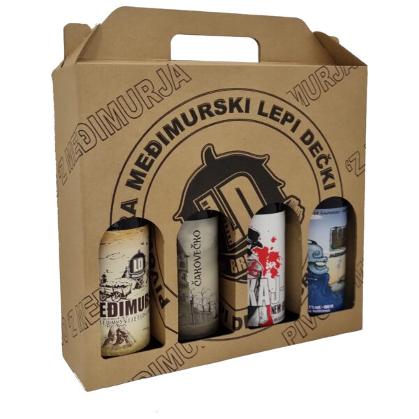 Poklon 4-pack 0,5l mix Međimurski Lepi Dečki Fantastičan poklon mix 4 piva 0,5l  'z Međimurja: * Kaj El APA- New Edition * Waitapu Blond Ale * Čakovečko Pilsner  * Međimursko Lager  Craft Pivovara Međimurski Lepi Dečki, Čakovec Skladan okus balansiranih aroma. Uravnoteženo, slatko i osvježavajuće na nepcu Naručite dostavu Međimurskih Craft piva Pivovare Lepi Dečki