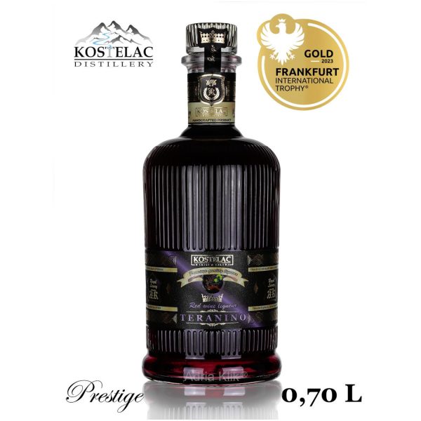 LIKER TERANINO Royal Luxury – Royal Luxury TERANINO prirodan je liker, potpuno ručno proizveden.  Teranino je proizveden od crnog vina, likera od kupine, te uz dodatak macerata aromatičnog i začinskog bilja, u kojem dominiraju cimet i klinčić. Dobiveni liker profinjenog je i uglađenog okusa. Zbog snažno izraženih aroma izvrsno prija kao samostalno piće ili kao dodatak koktelima. Servira se ledeno ohlađen u ledeno ohlađenim čašama.
World Spirit Trophy 2023. - TRIPLE GOLD MEDAL
Frankfurt International Trophy 2023. - GOLD MEDAL
Frankfurt International Trophy 2024. - GOLD MEDAL
