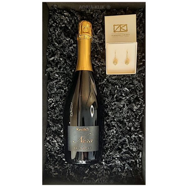 Nera Brut Rose 0,75l i Šibenski Botuni Naušnice - Zlatarna Križek since 1935.